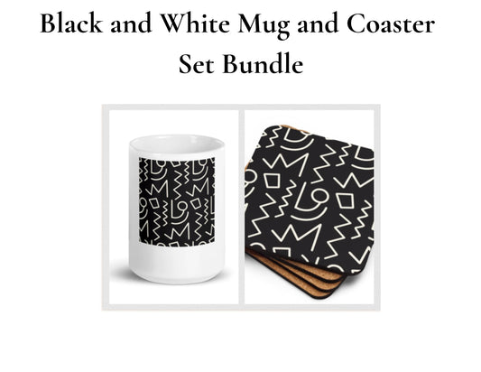 Black and White Mug and Coaster Bundle